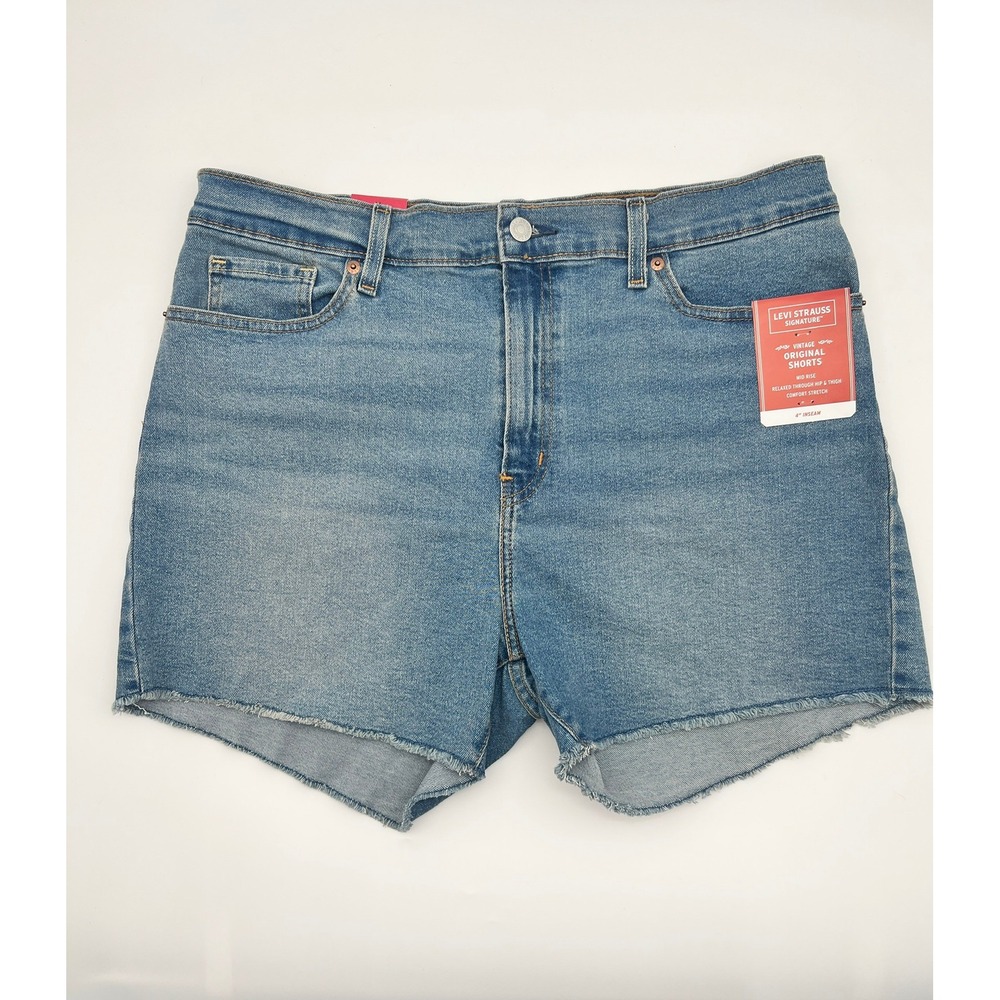 Levi Strauss Signature Vintage Original Denim Shorts Mid Rise Size 14 Med Wash